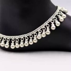 Silver, Stone Anklet