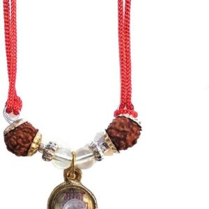 Six Face Silver Cap Rudraksha Locket Black Beads