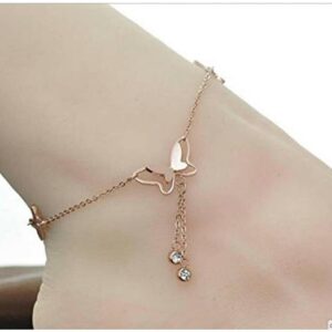 5-Flower Design Black Thread Anklet for Women & Girls