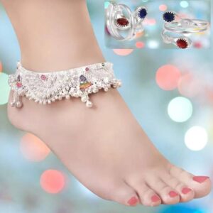 Silver Plated White Metal Fancy Anklet / Payal Alloy