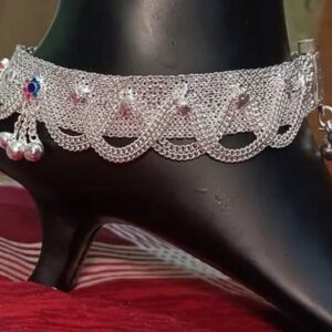 Silver Plated White Metal Anklet 10.2inch
