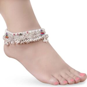 Indian Traditional White Metal Anklets Payal Designer Fancy