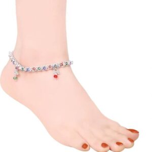 NVR Women Silver-Plated Handcrafted Brass Anklet