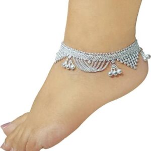 Alloy Silver Plated Color Multi Stone Anklet Ek Joda