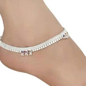 S6 Silver Colored Multiple Hanging Ghungroo Payal Anklet