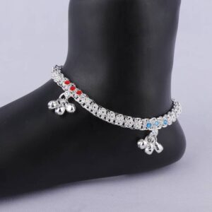 Evil Eye Silver Tone Anklet