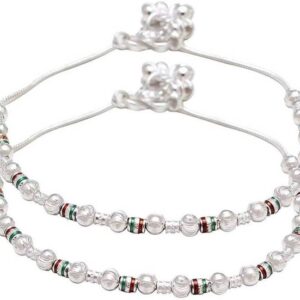 A6 Silver-Plated Stone & Ghungroo Anklet