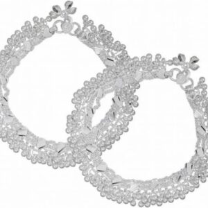 10.2inch 32gms Women and Girls Silver Plated White Metal Anklet