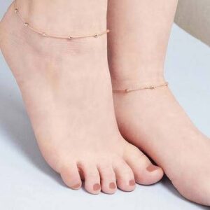 ..anklet for girls........Black LC Moti Silver Anklet