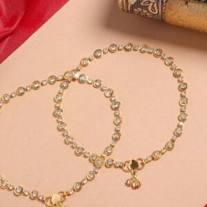 M4 Silver-Plated Stone & Ghungroo Anklet