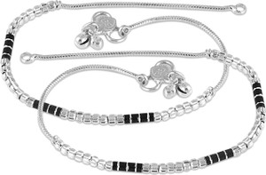 Bridal Silver-Plated White Metal Ethnic Anklet