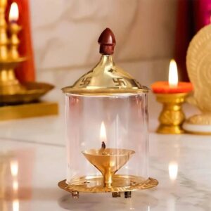 Crinikle Pure Brass Swastik Diya