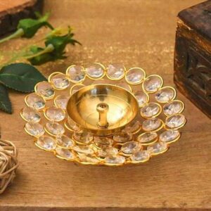 Prashaa Brass Crystal Diya