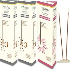 PureDay Sambrani, Rose & Saffron Dhoop (200 Sticks)
