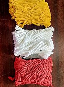 Multicolor Cotton Wicks - Red, Yellow, White (Pack of 6)